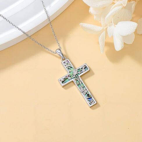 MISTBEE Hummingbird/Bee/Ladybug/Tree of Life/Butterfly/lrish Claddagh Necklace Cross Jewelry Gifts 925 Sterling Silver Cross Pendant Necklace for Women Girls in Kuwait