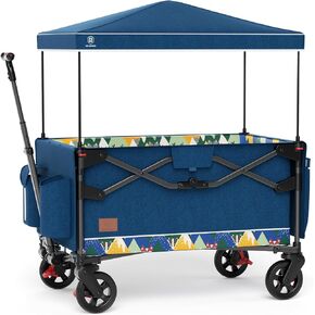 EVER ADVANCED Foldable into Bag Travel Wagon Stroller for 2 Kids & Cargo, Collapsible Toddler Wagon with Removable Canopy, Adjustable 5-Point Harness, Lightweight Carry-on Stroller for Airplane Grey in Kuwait