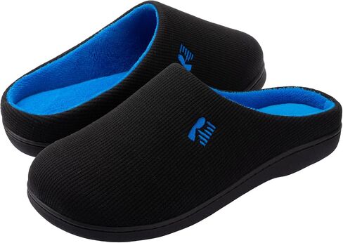 RockDove Men's Original Two-Tone Memory Foam Slipper, Size 9-10 US Men, Dark Gray/Blue in Kuwait