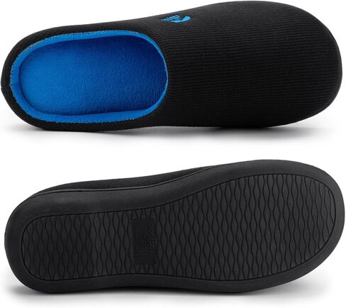 RockDove Men's Original Two-Tone Memory Foam Slipper, Size 9-10 US Men, Dark Gray/Blue in Kuwait