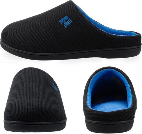 RockDove Men's Original Two-Tone Memory Foam Slipper, Size 9-10 US Men, Dark Gray/Blue in Kuwait