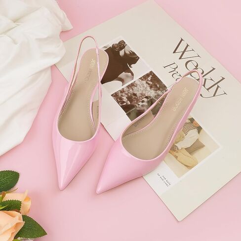 JENN ARDOR Slingback Heels for Women Low Heels Dress Shoes Kitten Pumps Dressy Heeled Sandals Wide Width Fashion Casual Shoes in Kuwait