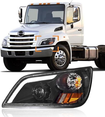 Headlight Assembly fit for 2011+ Hino 238 258 268 338 Truck Right Passenger Side with Silver Painted Headlamp (LED Lens) in Saudi Arabia