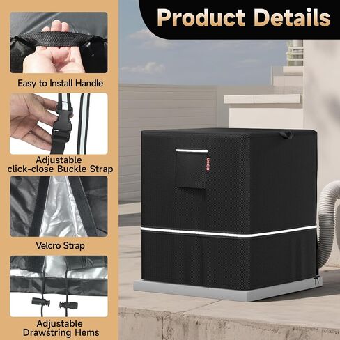 LXKCKJ Air Conditioner Cover for Outside Units - 420D Waterproof Air Conditioner Protection Covers for Window Unit - Winter AC Covers Fits AC Condensing HVAC Unit(Black&Green-24''LX24''WX30''H) in Kuwait