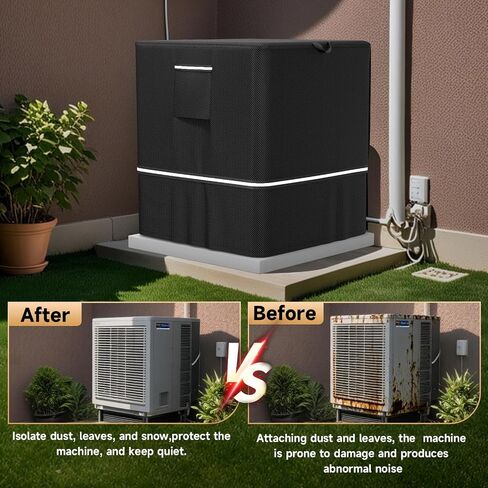 LXKCKJ Air Conditioner Cover for Outside Units - 420D Waterproof Air Conditioner Protection Covers for Window Unit - Winter AC Covers Fits AC Condensing HVAC Unit(Black&Green-24''LX24''WX30''H) in Kuwait