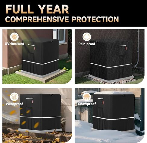 LXKCKJ Air Conditioner Cover for Outside Units - 420D Waterproof Air Conditioner Protection Covers for Window Unit - Winter AC Covers Fits AC Condensing HVAC Unit(Black&Green-24''LX24''WX30''H) in Kuwait