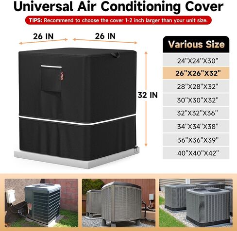 LXKCKJ Air Conditioner Cover for Outside Units - 420D Waterproof Air Conditioner Protection Covers for Window Unit - Winter AC Covers Fits AC Condensing HVAC Unit(Black&Green-24''LX24''WX30''H) in Kuwait