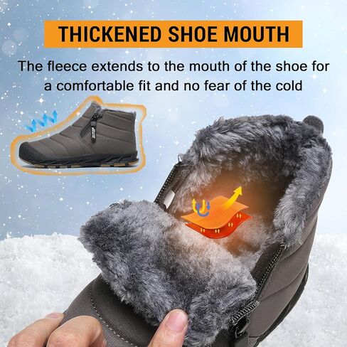 أحذية الثلوج رجالي أحذية الشتاء مقاوم للماء الفراء اصطف الدافئة حذاء من الجلد سستة إغلاق الانزلاق على التمهيد في الهواء الطلق أحذية مشي مريحة in Kuwait