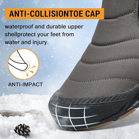أحذية الثلوج رجالي أحذية الشتاء مقاوم للماء الفراء اصطف الدافئة حذاء من الجلد سستة إغلاق الانزلاق على التمهيد في الهواء الطلق أحذية مشي مريحة in Kuwait