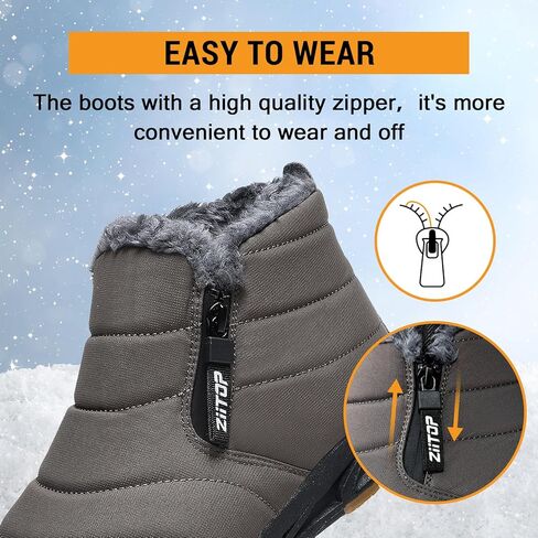 أحذية الثلوج رجالي أحذية الشتاء مقاوم للماء الفراء اصطف الدافئة حذاء من الجلد سستة إغلاق الانزلاق على التمهيد في الهواء الطلق أحذية مشي مريحة in Kuwait