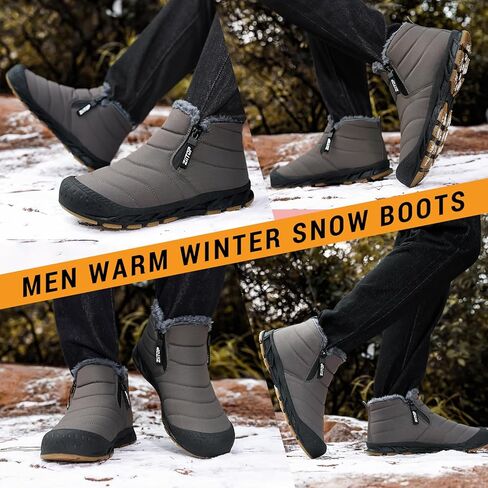 أحذية الثلوج رجالي أحذية الشتاء مقاوم للماء الفراء اصطف الدافئة حذاء من الجلد سستة إغلاق الانزلاق على التمهيد في الهواء الطلق أحذية مشي مريحة in Kuwait