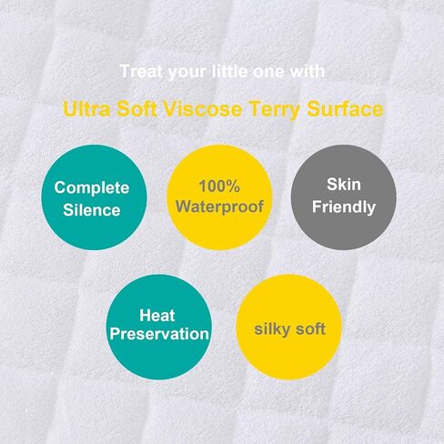 Zippered Crib Mattress Protector Waterproof, 6-Sided Encasement, White | Zippered 6-Sided Cover, Waterproof Barrier, Breathable Fabric, Absorbent Layer, Machine Washable, Fits Standard Crib Mattress in Saudi Arabia