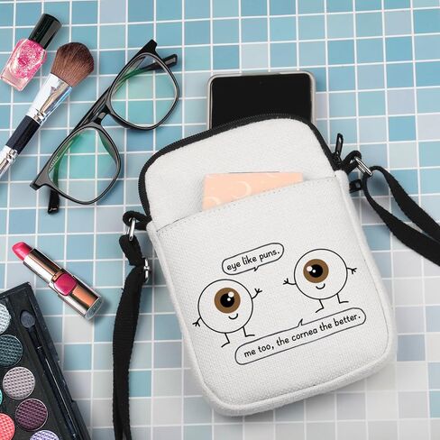 G2TUP Eye Doctor Gift Eye Like Puns حقيبة مكياج طبيب العيون طبيب العيون حقيبة مستحضرات التجميل هدية البصريات حقيبة سفر بسحاب (العين مثل حقيبة بيضاء من Puns) in Kuwait