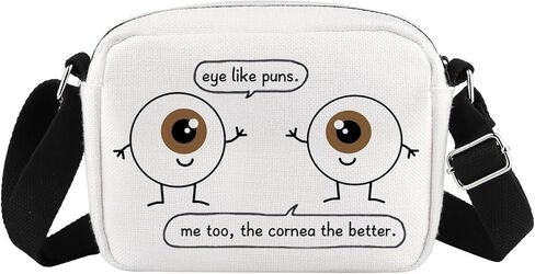 G2TUP Eye Doctor Gift Eye Like Puns Makeup Bag Optometrist Ophthalmologist Cosmetic Bag Optician Gift Optometry Zipper Travel Bag (Eye Like Puns White Bag) in Saudi Arabia
