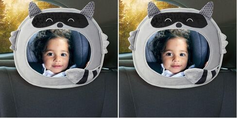 Diono Easy View Racoon Character Baby Car Mirror, Safety Car Seat Mirror for Rear Facing Infant, Fully Adjustable, Wide Crystal Clear View, Shatterproof, Crash Tested in Saudi Arabia