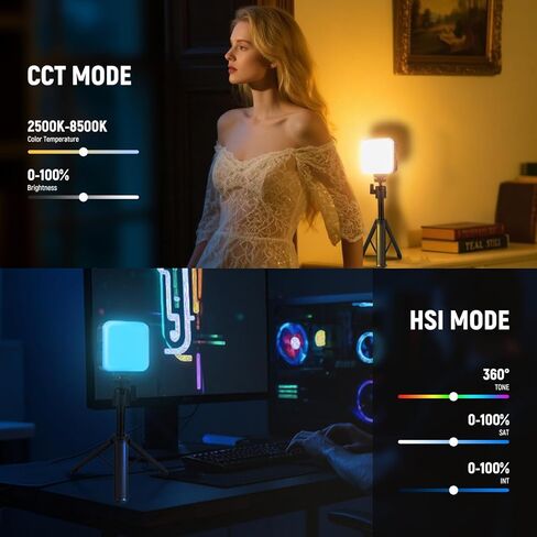 NEEWER LED Video Light, Portable Bi-Color 3200K~5600K Dimmable Camera Soft Lights with 3 Cold Shoes, CRI 97+, 8 Scene Modes, 2000mAh Rechargeable Battery for Gaming/YouTube/Vlog/Photography - NL-36AI in Kuwait