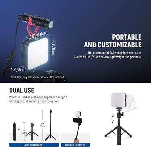 NEEWER LED Video Light, Portable Bi-Color 3200K~5600K Dimmable Camera Soft Lights with 3 Cold Shoes, CRI 97+, 8 Scene Modes, 2000mAh Rechargeable Battery for Gaming/YouTube/Vlog/Photography - NL-36AI in Kuwait