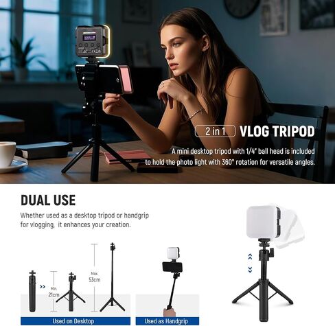 NEEWER LED Video Light, Portable Bi-Color 3200K~5600K Dimmable Camera Soft Lights with 3 Cold Shoes, CRI 97+, 8 Scene Modes, 2000mAh Rechargeable Battery for Gaming/YouTube/Vlog/Photography - NL-36AI in Kuwait