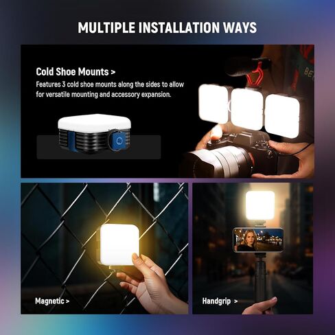 NEEWER LED Video Light, Portable Bi-Color 3200K~5600K Dimmable Camera Soft Lights with 3 Cold Shoes, CRI 97+, 8 Scene Modes, 2000mAh Rechargeable Battery for Gaming/YouTube/Vlog/Photography - NL-36AI in Kuwait