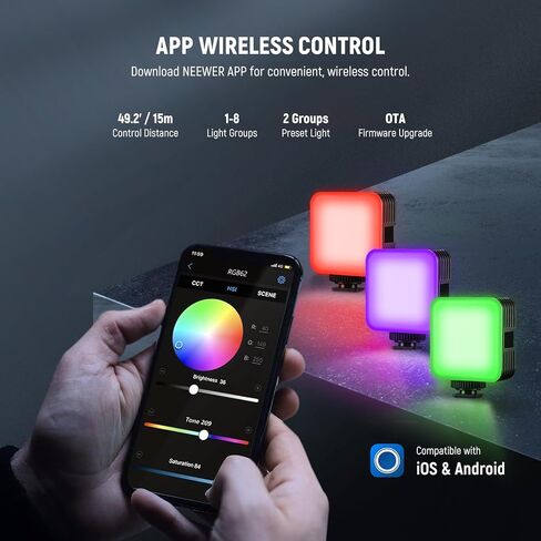 NEEWER LED Video Light, Portable Bi-Color 3200K~5600K Dimmable Camera Soft Lights with 3 Cold Shoes, CRI 97+, 8 Scene Modes, 2000mAh Rechargeable Battery for Gaming/YouTube/Vlog/Photography - NL-36AI in Kuwait