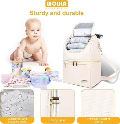 Breastmilk Cooler Bag - Cooler Bag for Nursing Moms Multi-Function, Insulated Baby Bottle Cooler Tote Bag with Double Compartments - Fits 6 Baby Bottles Up to 9 Ounce - Cool Gray in Kuwait
