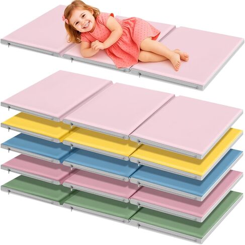 Wesiti 5 Pieces 1 Inch Thick Folding Nap Mat 3 Section Folding Rest Mats Folding Sleeping Mat for Kids Toddler Daycare Nap Mats for School Preschool Classroom Kindergarten (Multicolor) in Kuwait