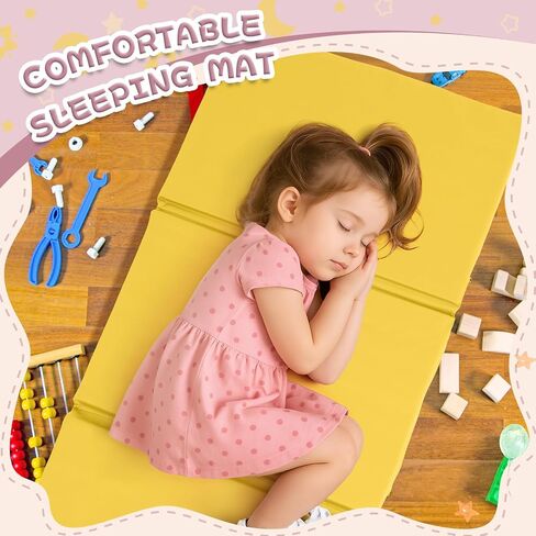 Wesiti 5 Pieces 1 Inch Thick Folding Nap Mat 3 Section Folding Rest Mats Folding Sleeping Mat for Kids Toddler Daycare Nap Mats for School Preschool Classroom Kindergarten (Multicolor) in Kuwait