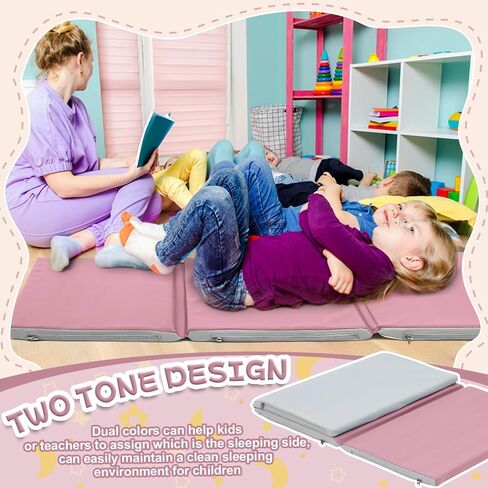 Wesiti 5 Pieces 1 Inch Thick Folding Nap Mat 3 Section Folding Rest Mats Folding Sleeping Mat for Kids Toddler Daycare Nap Mats for School Preschool Classroom Kindergarten (Multicolor) in Kuwait