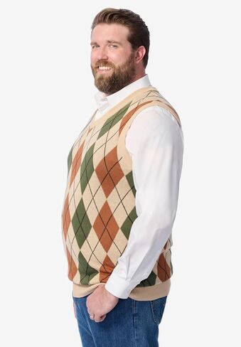 KingSize Men's Big & Tall Tall V-Neck Argyle Sweater Vest in Saudi Arabia