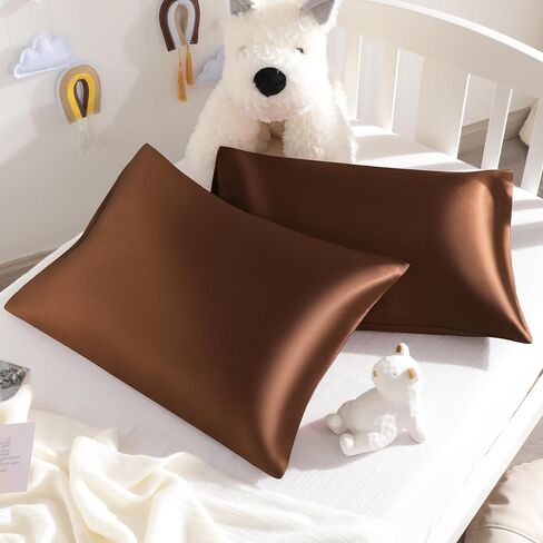 NTBAY Toddler Satin Pillowcases, Set of 2, 14 x 20, White | Smooth Silky Microfiber Satin with Envelope Closure, 2 Pack 14 x 20 Inch Toddler Pillowcases, Pillow Inserts Not Included in Saudi Arabia