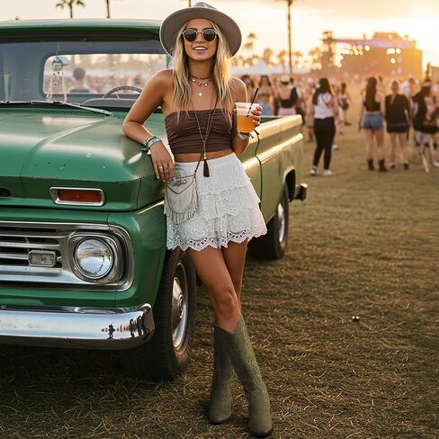 Pasuot Western Cowboy Boots for Women - Knee High Wide Calf Cowgirl Boots with Classic Embroidered, Slip On Pointed Toe Chunky Heel Fashion Retro Classic Pull On Tall Boot for Girls Ladies Fall Winter in Kuwait