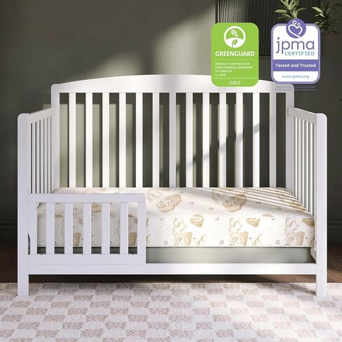 Dream On Me Sweet Dreams 88 Coil Spring Crib and Toddler Bed 6" Mattress in Blue, Green Guard Gold Certified, Beige Cloud Vinyl Cover with Baby, 17 lb in Saudi Arabia