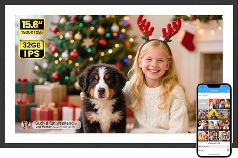 إطار صورة رقمي FRAMEO سعة 32 جيجابايت، إطار صور رقمي واي فاي 10.1 بوصة، شاشة عرض عالية الدقة 1280 × 800 مع مستشعرات للحركة، إعداد سهل لمشاركة الصور أو مقاطع الفيديو في أي مكان عبر تطبيق Frameo APP، قابل للتدوير التلقائي على الحائط in Kuwait