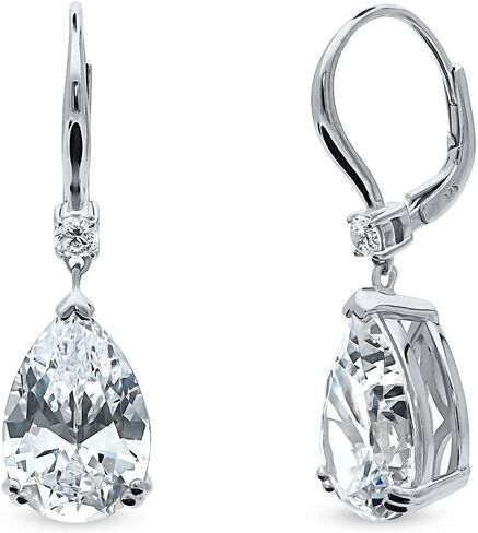 BERRICLE Sterling Silver Solitaire Canary Yellow Cushion Cut Cubic Zirconia CZ Statement Anniversary Leverback Dangle Drop Earrings for Women, Rhodium Plated 18 Carat in Saudi Arabia