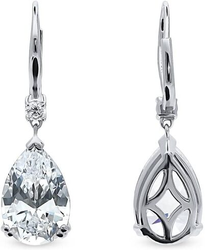 BERRICLE Sterling Silver Solitaire Canary Yellow Cushion Cut Cubic Zirconia CZ Statement Anniversary Leverback Dangle Drop Earrings for Women, Rhodium Plated 18 Carat in Saudi Arabia