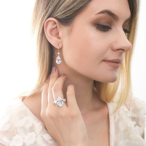 BERRICLE Sterling Silver Solitaire Canary Yellow Cushion Cut Cubic Zirconia CZ Statement Anniversary Leverback Dangle Drop Earrings for Women, Rhodium Plated 18 Carat in Saudi Arabia