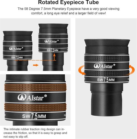 Alstar 1.25" 7.5mm 58-Degree Planetary Eyepiece for Telescope in Saudi Arabia