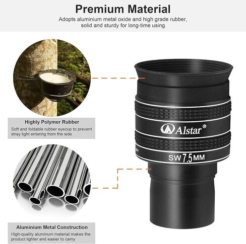 Alstar 1.25" 7.5mm 58-Degree Planetary Eyepiece for Telescope in Saudi Arabia