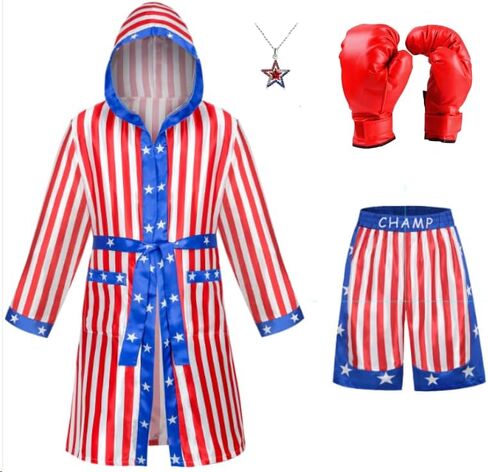 Colorful House Men's Satin Boxing Robes Adult Hooded Boxing Costume With Shorts Set in Kuwait