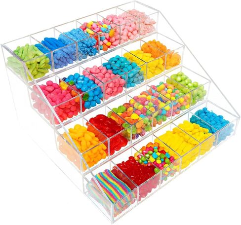 cBox CuteBox Company منظم أكريليك شفاف 4 طبقات 24 صندوق (16 بوصة × 15.5 بوصة × 9.5 بوصة) للبيع بالتجزئة، والبضائع، والعرض، والمجوهرات، وقطع الغيار، والخرز، والحلي، والتشوكيس، والتخزين، والتنظيم in Kuwait