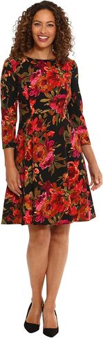 London Times Women's Perfect Versatile Scuba Crepe Fit & Flare 3/4 Sleeve Dress Event Office Career in Kuwait