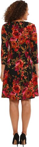 London Times Women's Perfect Versatile Scuba Crepe Fit & Flare 3/4 Sleeve Dress Event Office Career in Kuwait