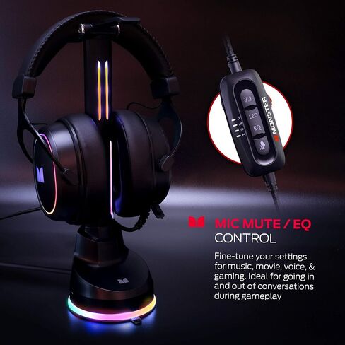 Monster Alpha 7.1 RGB Illuminated Gaming Headset with 7.1 Surround Sound, Noise-Cancelling Detachable Mic, Cushioned Earcups – for PC Gaming, Black in Saudi Arabia
