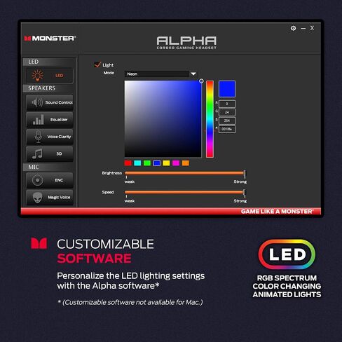 Monster Alpha 7.1 RGB Illuminated Gaming Headset with 7.1 Surround Sound, Noise-Cancelling Detachable Mic, Cushioned Earcups – for PC Gaming, Black in Saudi Arabia