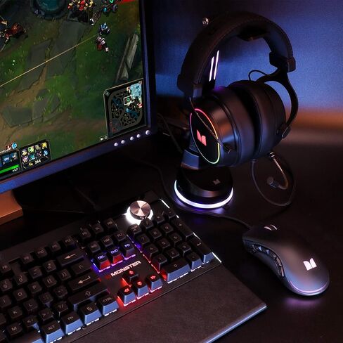 Monster Alpha 7.1 RGB Illuminated Gaming Headset with 7.1 Surround Sound, Noise-Cancelling Detachable Mic, Cushioned Earcups – for PC Gaming, Black in Saudi Arabia