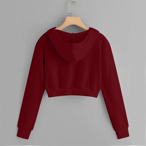Cropped Hoodie for Women Zip Up Crop Sweatshirt Casual Long Sleeve Jacket Cute Y2K Lightweight Hooded Sweatshirts in Saudi Arabia