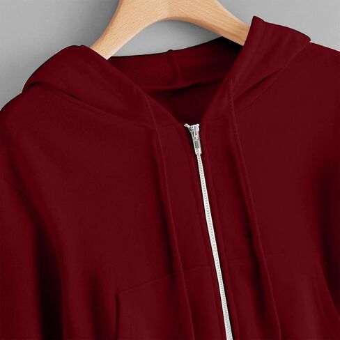 Cropped Hoodie for Women Zip Up Crop Sweatshirt Casual Long Sleeve Jacket Cute Y2K Lightweight Hooded Sweatshirts in Saudi Arabia