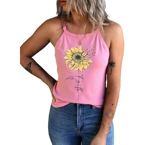 IRISGOD Womens High Neck Tank Tops Summer Graphic Halter Sleeveless Rocker Tee Shirts in Kuwait