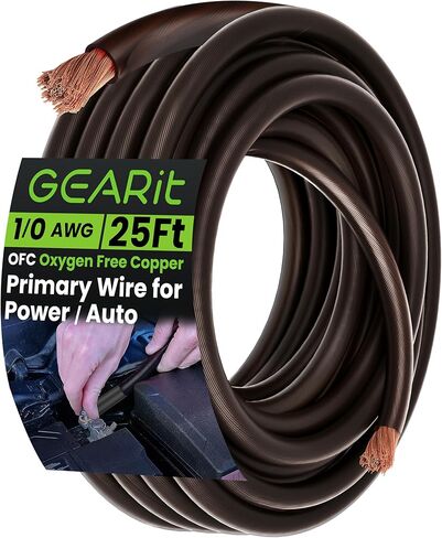 سلك GearIT ذو 4 أسلاك نحاسية خالية من الأكسجين OFC (25 قدمًا - أحمر شفاف) 4 AWG - سلك طاقة أساسي للسيارات/أرضي، كابل بطارية، مكبر صوت للسيارة، مقطورة RV، أمبير، كهربائي 4 جيجا 25 قدم in Kuwait