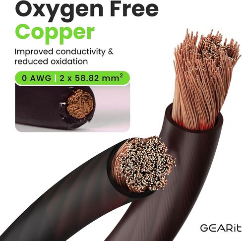 سلك GearIT ذو 4 أسلاك نحاسية خالية من الأكسجين OFC (25 قدمًا - أحمر شفاف) 4 AWG - سلك طاقة أساسي للسيارات/أرضي، كابل بطارية، مكبر صوت للسيارة، مقطورة RV، أمبير، كهربائي 4 جيجا 25 قدم in Kuwait